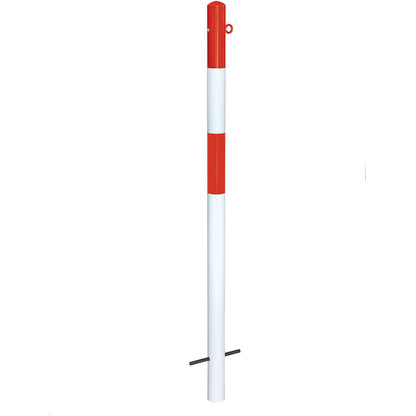 Bollard Morion, for setting in concrete, Ø 60 mm, painted red/white, 1 eyelet.