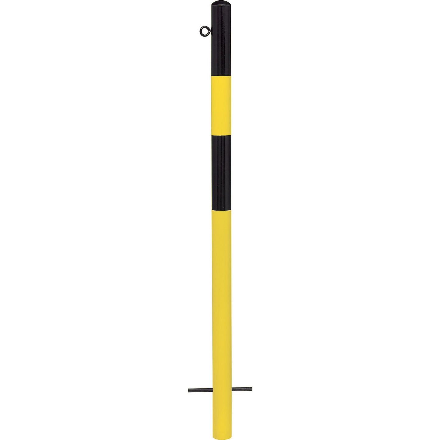 Bollard Morion, for setting in concrete, Ø 60 mm, painted black/yellow, 1 eyelet.