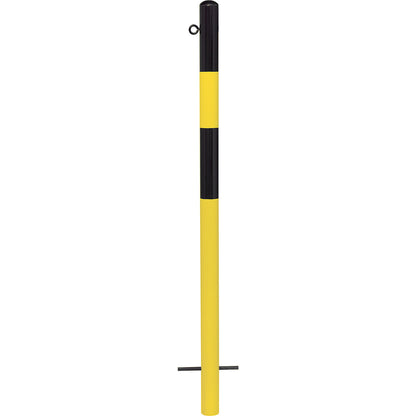 Bollard Morion, for setting in concrete, Ø 60 mm, painted black/yellow, 1 eyelet.
