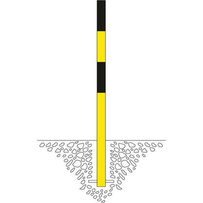 Bollard Morion, for setting in concrete, Ø 60 mm, painted black/yellow, 2 eyelets.