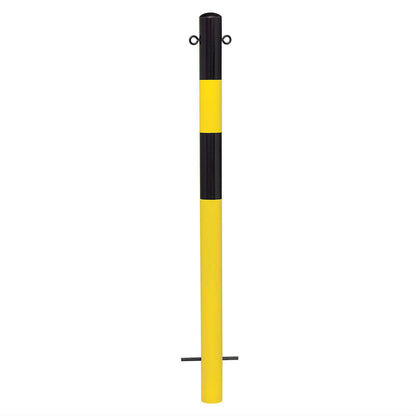 Bollard Morion, for setting in concrete, Ø 76 mm, painted black/yellow, 2 eyelets.
