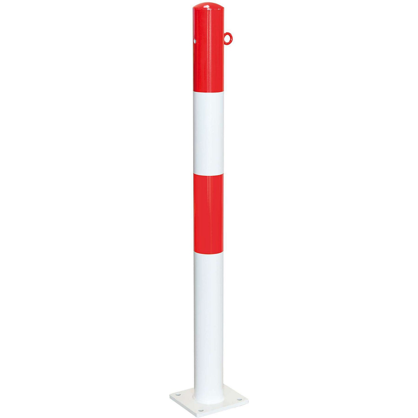 Bollard Morion, for bolting in place, Ø 76 mm, painted red/white, 1 eyelet.