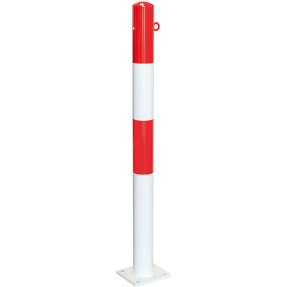 Bollard Morion, for bolting in place, Ø 76 mm, painted red/white, 1 eyelet.