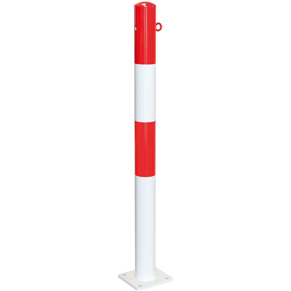 Bollard Morion, for bolting in place, Ø 76 mm, painted red/white, 1 eyelet.