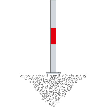 Bollard Morion, for bolting in place, Ø 90 mm, hot dip galvanised / reflective red, 2 eyelets.