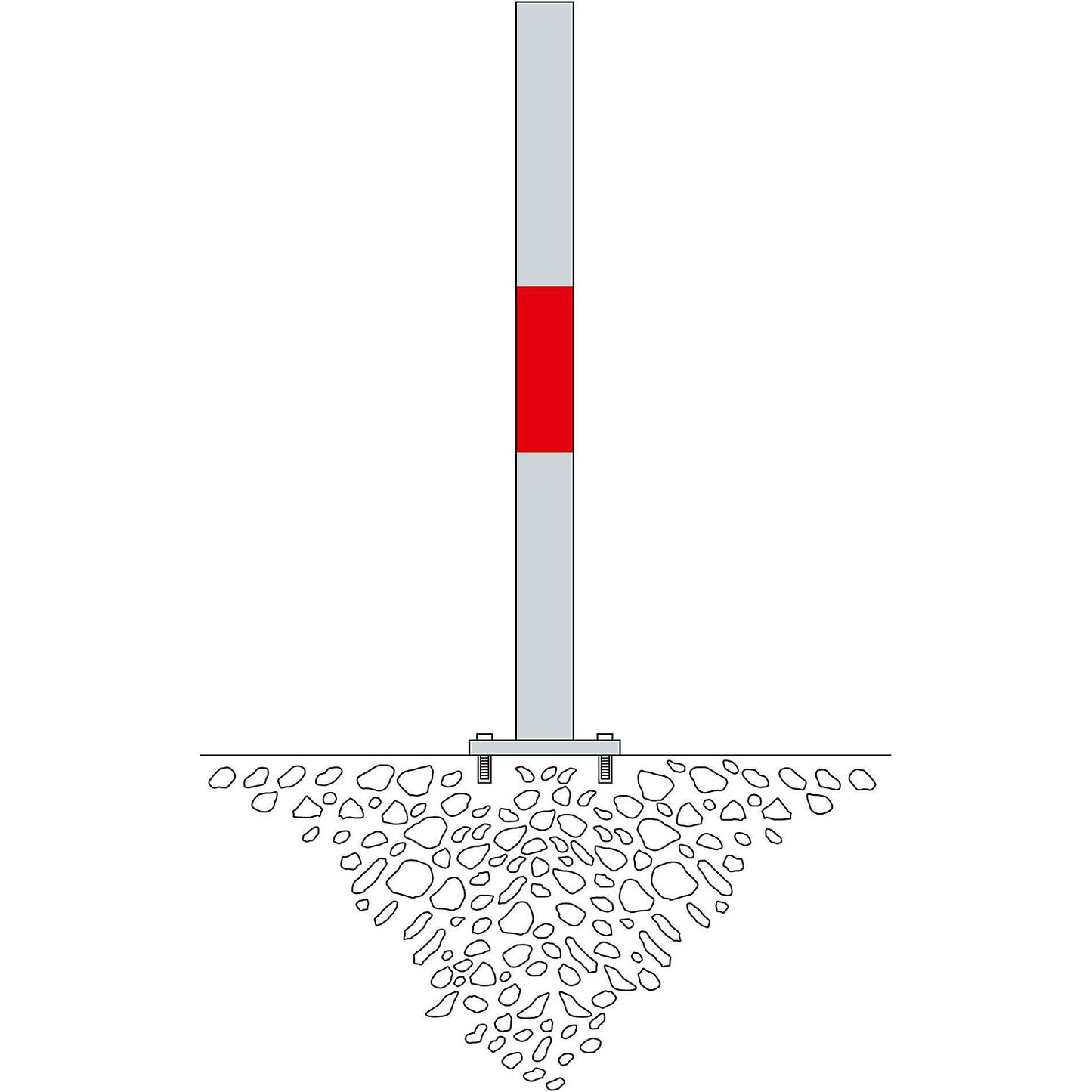 Bollard Morion, for bolting in place, Ø 90 mm, hot dip galvanised / reflective red, 1 eyelet.