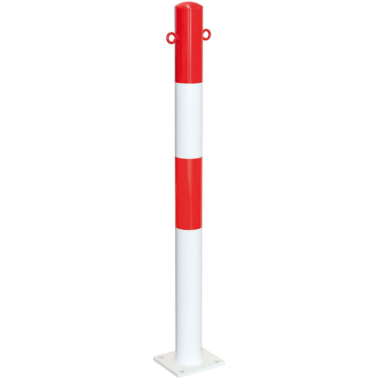 Bollard Morion, for bolting in place, Ø 76 mm, painted red/white, 2 eyelets.