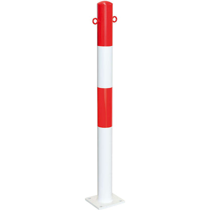 Bollard Morion, for bolting in place, Ø 76 mm, painted red/white, 2 eyelets.
