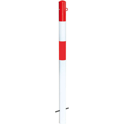 Bollard Morion, for setting in concrete, Ø 76 mm, painted red/white, 1 eyelet.