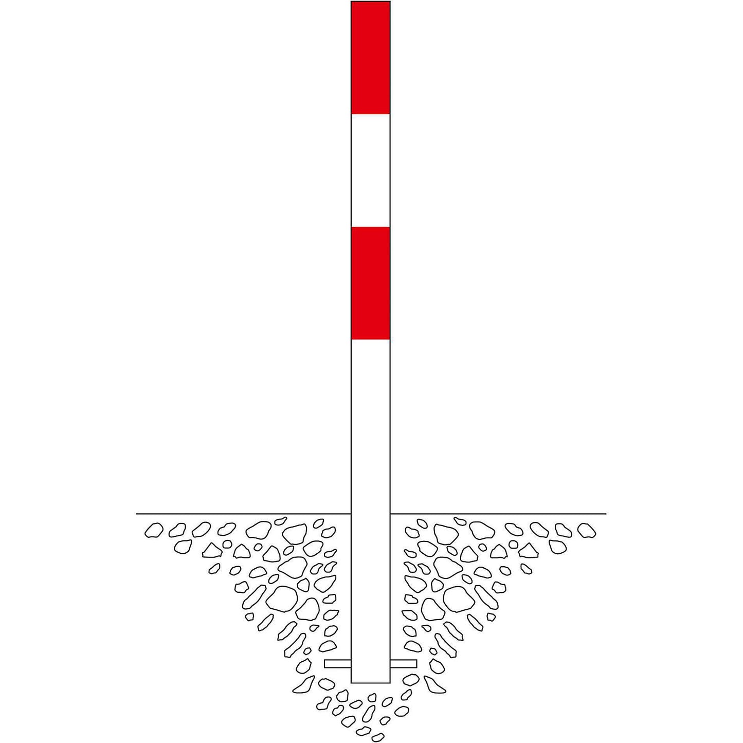 Bollard Morion, for setting in concrete, Ø 76 mm, painted red/white, 1 eyelet.