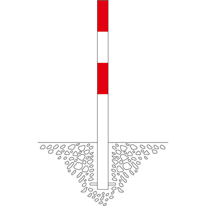 Bollard Morion, for setting in concrete, Ø 76 mm, painted red/white, 1 eyelet.