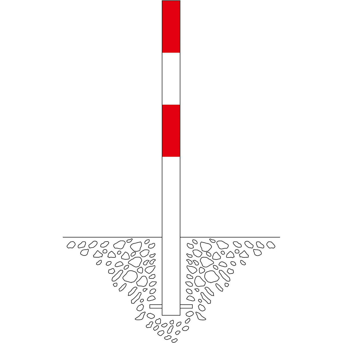 Bollard Morion, for setting in concrete, Ø 76 mm, painted red/white, 1 eyelet.