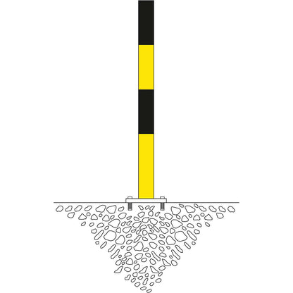 Bollard Morion, for bolting in place, Ø 76 mm, painted black/yellow, 2 eyelets.