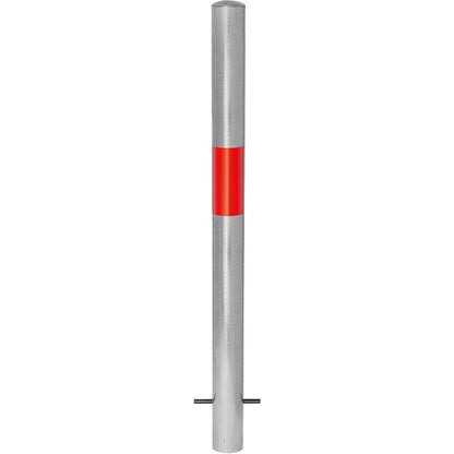 Bollard Morion, for setting in concrete, Ø 76 mm, hot dip galvanised / reflective red.