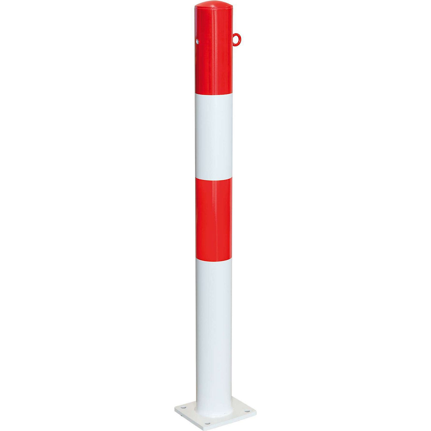 Bollard Morion, for bolting in place, Ø 90 mm, painted red/white, 1 eyelet.