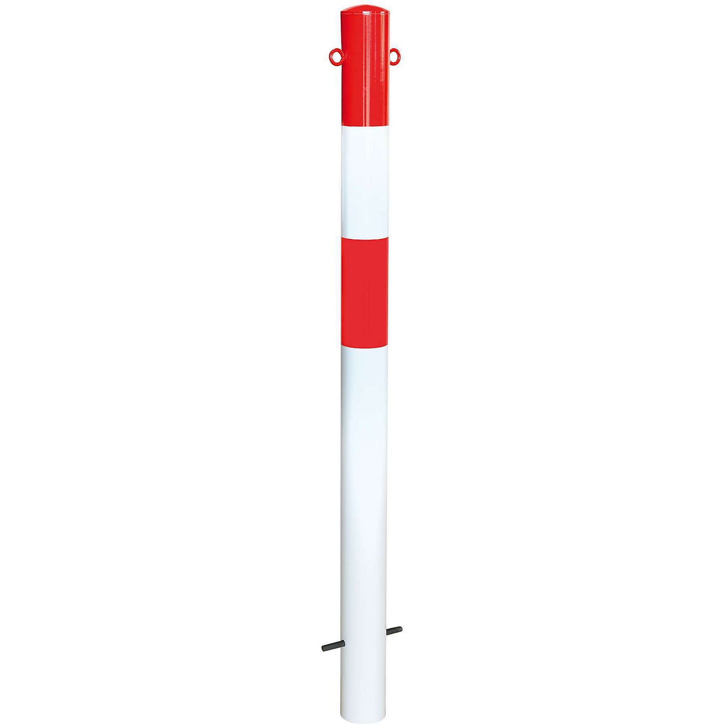 Bollard Morion, for setting in concrete, Ø 90 mm, painted red/white, 2 eyelets.