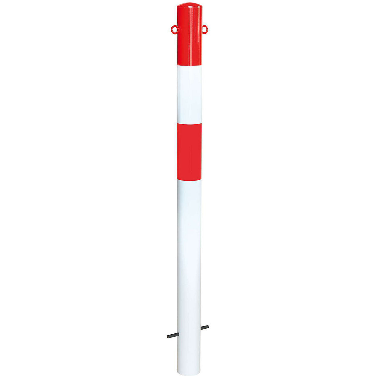 Bollard Morion, for setting in concrete, Ø 90 mm, painted red/white, 2 eyelets.
