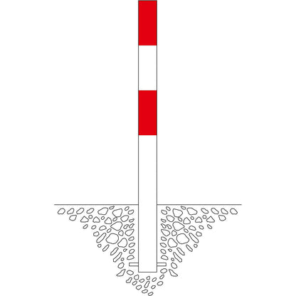 Bollard Morion, for setting in concrete, Ø 90 mm, painted red/white, 2 eyelets.