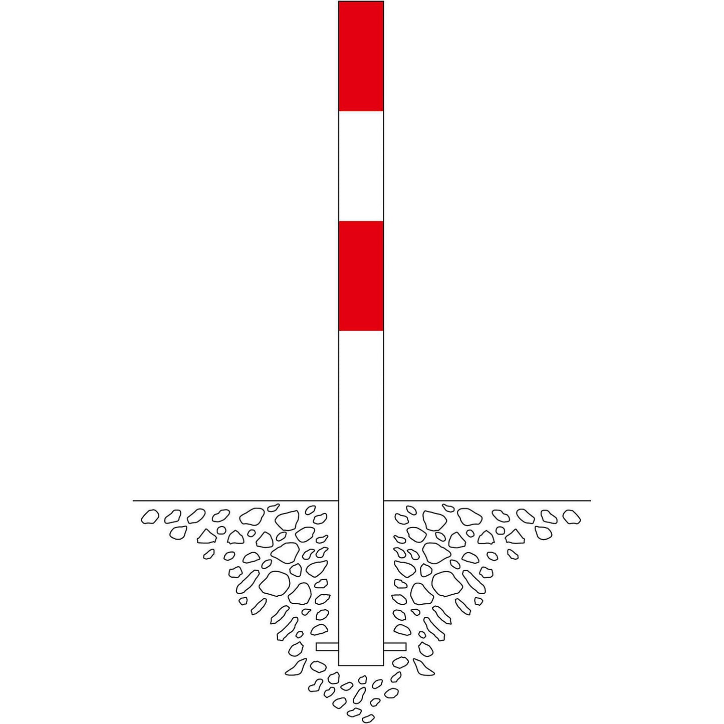Bollard Morion, for setting in concrete, Ø 90 mm, painted red/white.