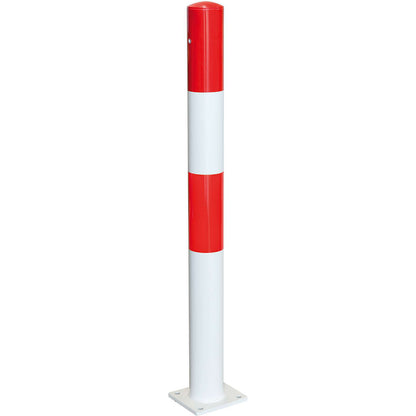 Bollard Morion, for bolting in place, Ø 90 mm, plastic coated red/white.