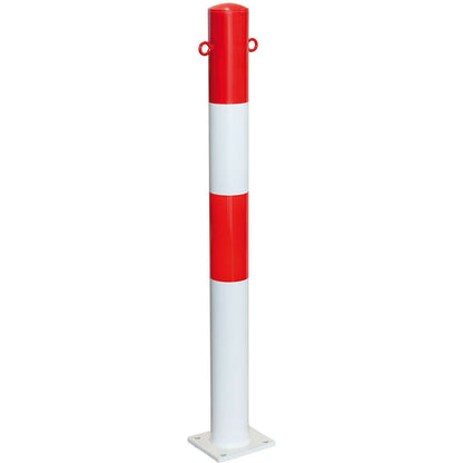 Bollard Morion, for bolting in place, Ø 90 mm, painted red/white, 2 eyelets.