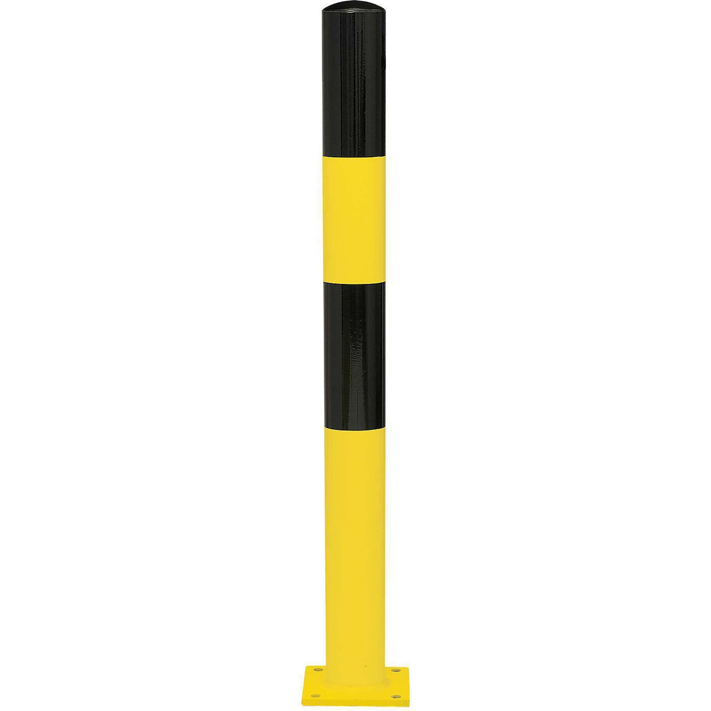Bollard Morion, for bolting in place, Ø 90 mm, painted black/yellow.