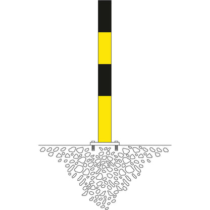 Bollard Morion, for bolting in place, Ø 90 mm, painted black/yellow, 1 eyelet.