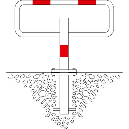 Parking barrier, for concreting in, hot dip galvanised/reflective red.
