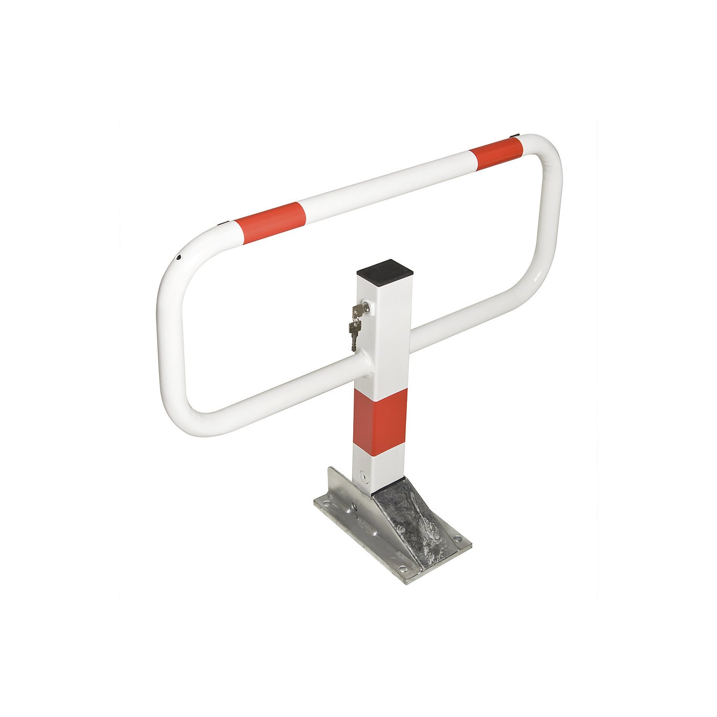 Parking barrier, for concreting in, reflective white/red.