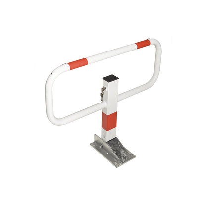 Parking barrier, for concreting in, reflective white/red.