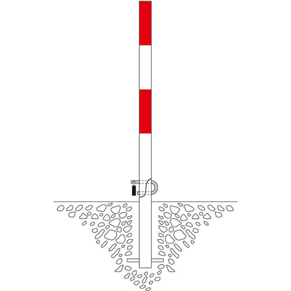 Folding barrier post, for concreting in, red-white.