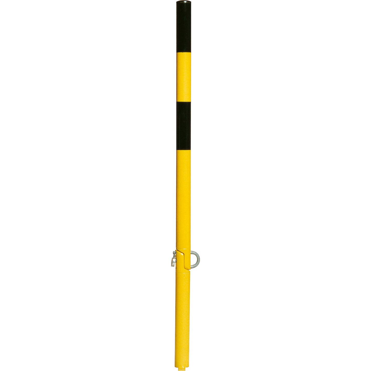 Folding barrier post, for concreting in, black-yellow.
