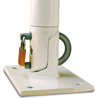 Folding barrier post, for bolting in place, red-white.