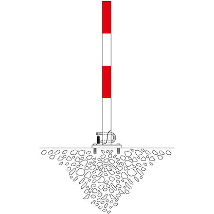 Folding barrier post, for bolting in place, red-white.