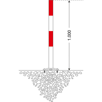 Barrier post made of steel, for bolting in place, Ø 60 mm, red/white, 1 chain eyelet.