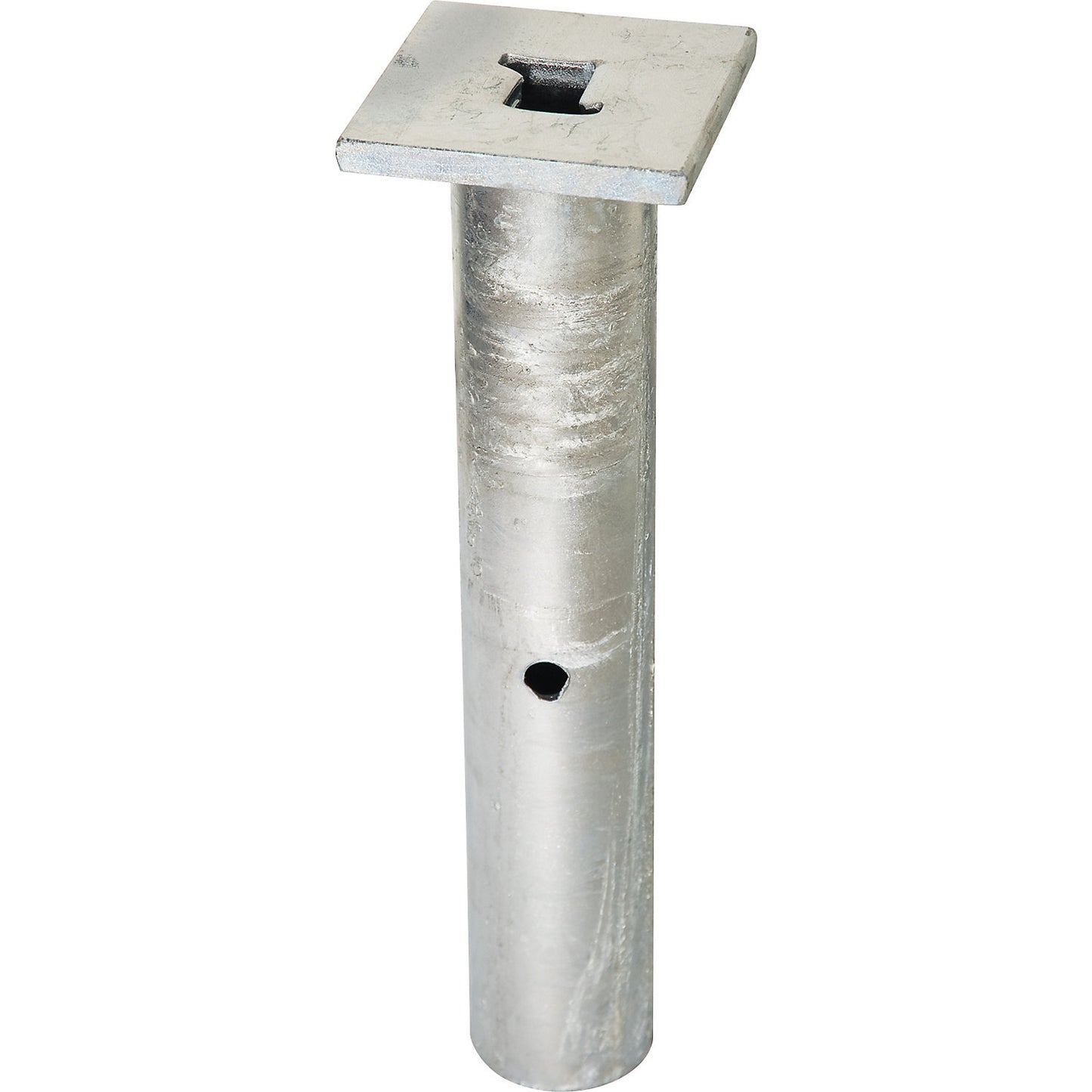 Barrier post made of steel, for setting in concrete, 70 x 70 mm, black/yellow.