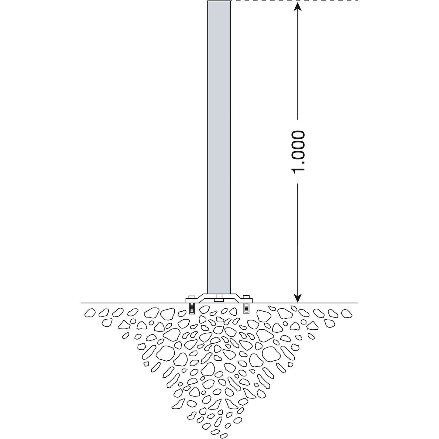 Barrier post made of steel, for bolting in place, Ø 76 mm, red/white, 2 chain eyelets.