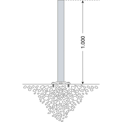 Barrier post made of steel, for bolting in place, Ø 76 mm, red/white, 2 chain eyelets.