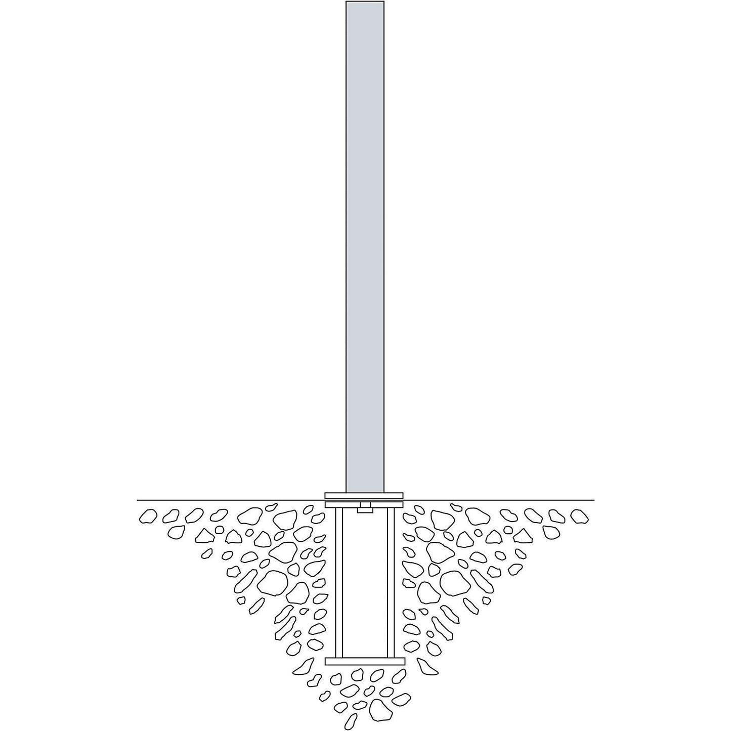 Barrier post made of steel, for setting in concrete, Ø 76 mm, hot dip galvanised.