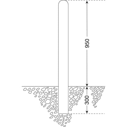 City bollard, height 1250 mm, for concreting in, Ø 108 mm.