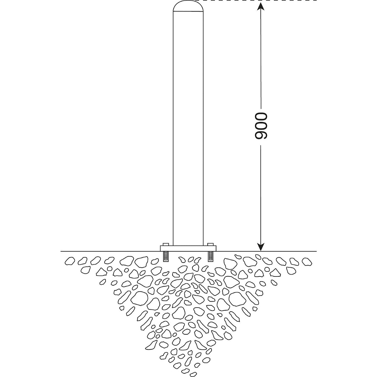 Stainless steel bollard, for bolting in place, Ø 76 mm.