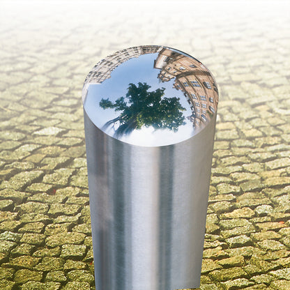 Stainless steel bollard, ground sleeve for removal, with triangle lock, Ø 108 mm.