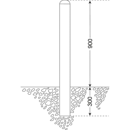 Stainless steel bollard, for concreting in, Ø 76 mm.