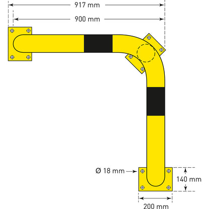 Crash protection corner XL, Ø 108 mm, for outdoor areas, height 600 mm.