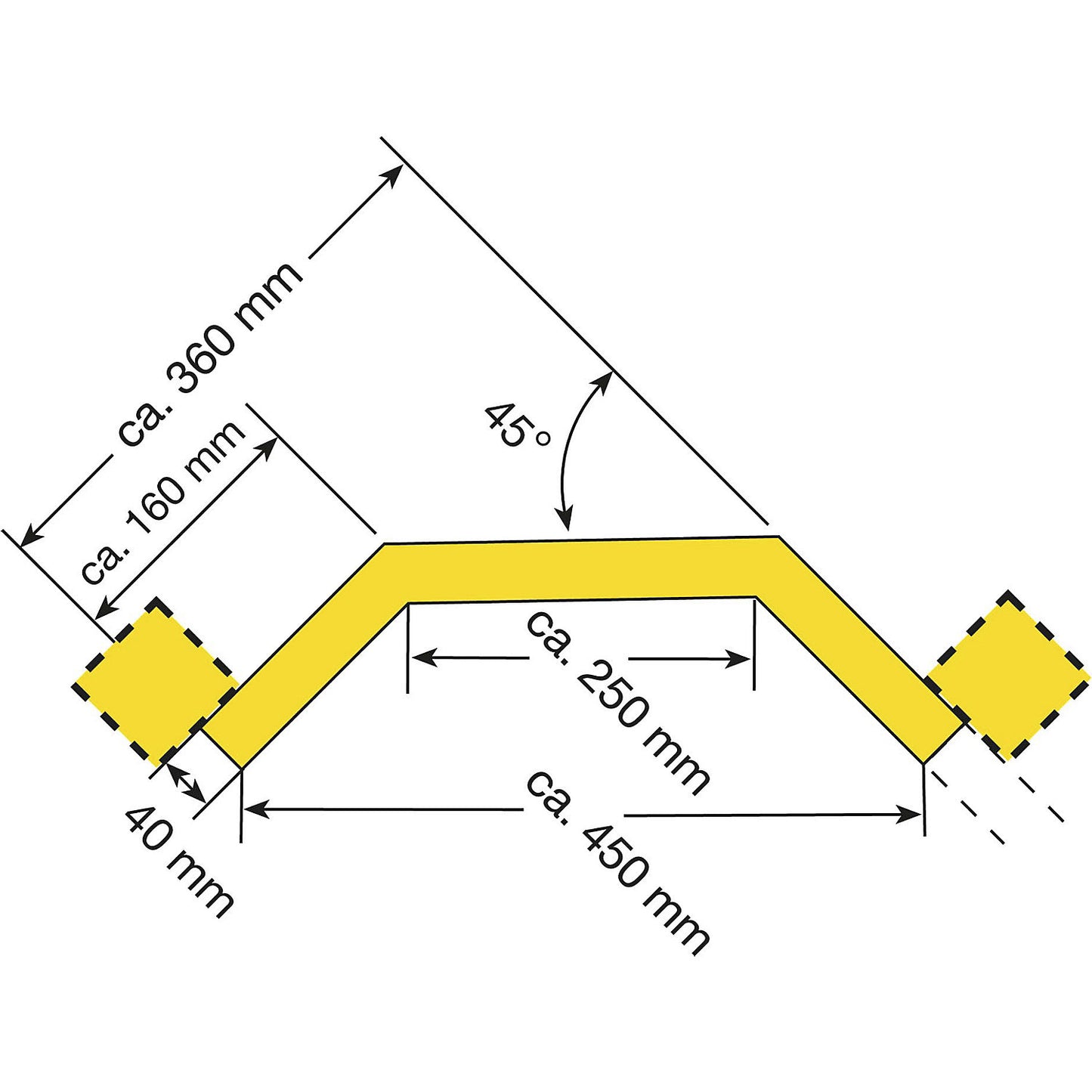 Crash protection plank, corner rail, inside corner, hot dip galvanised/plastic coated.