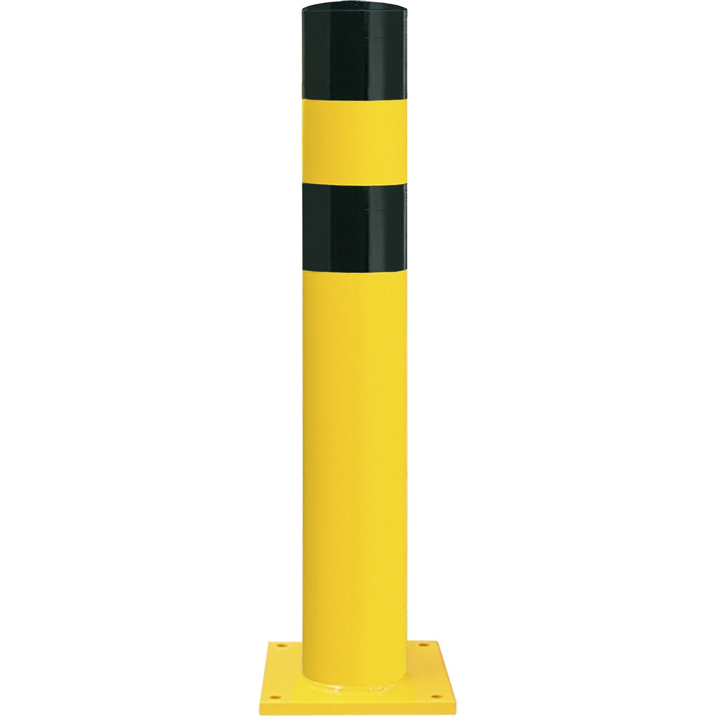 Crash protection bollard, size XL, black/yellow, for bolting in place.