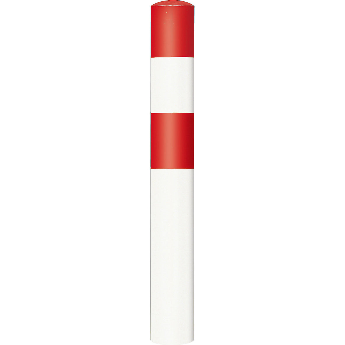 Crash protection bollard, size L, red/white, for concreting in.