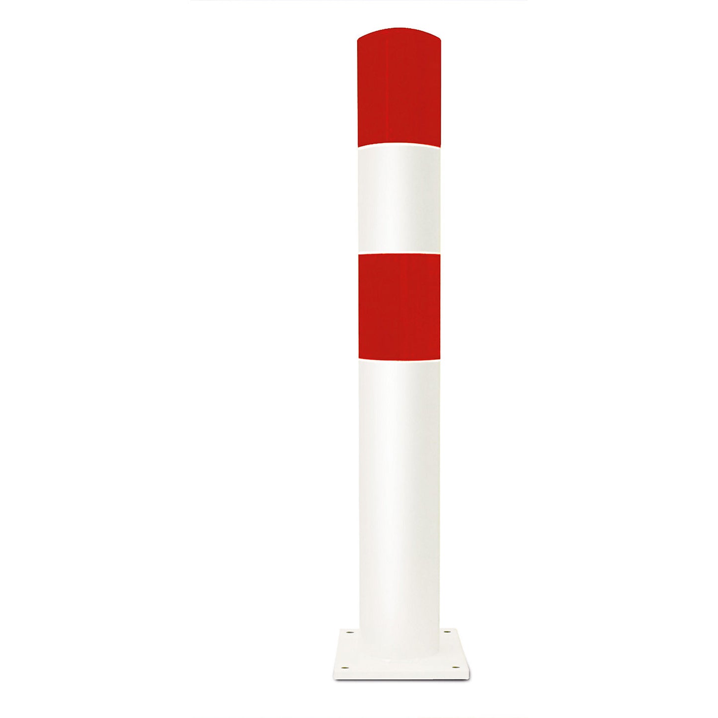 Crash protection bollard, size L, red/white, for bolting in place.