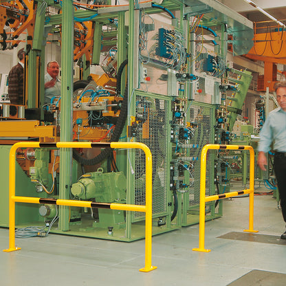 Protective barrier rail, steel, Ø 48 mm, for bolting in place, width 2000 mm, plastic coated.