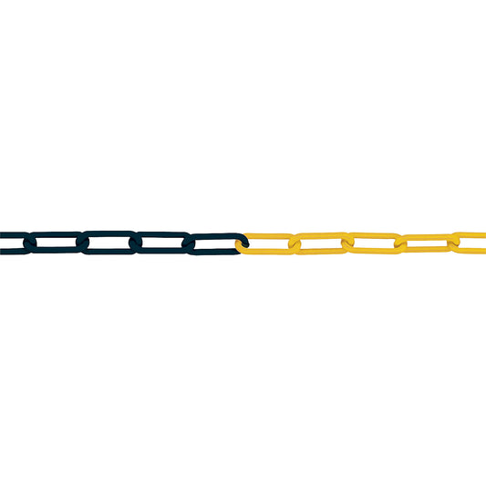 PE link chain, link thickness 6 mm, band length 10 m, black/yellow.